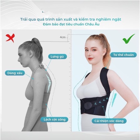 Đai Chống Gù Lưng E.SPORT (Nam&Nữ) - Giúp Lưng Thẳng, chống Cong Vẹo Cột Sống, Thoái Hóa Đốt Sống Cổ, Lệch Vai Gáy