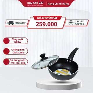 Chảo chống dính sâu lòng Goldsun GPA1004-20, Chảo nhôm lòng sâu đa năng 20cm chiên trứng, rán thịt tiện lợi -BH 12 Tháng