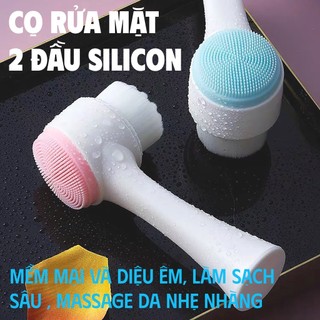 Cọ Massage Rửa Mặt Korea 2 Đầu 3d Gai Silicon 2 đầu massage mềm mại làm sạch sâu trên da