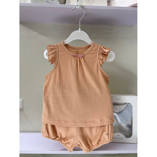  Bộ ba lỗ bé gái cánh tiên màu cam đính nơ cổ