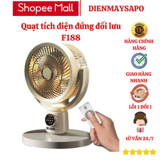 Quạt Tích Điện F188 Đối Lưu Không Khí Thế Hệ Mới, Pin 8000mAh, 4 Cấp Độ Gió, Tích Hợp Đèn Ngủ