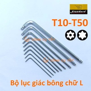 Lục giác bông lẻ, lục giác bông sao hoa thị có lỗ thép Standard chữ L thép S2 đủ kích thước T10 - T50