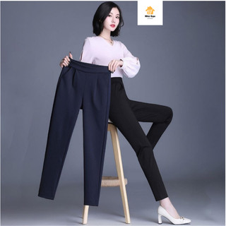 Quần tây nữ  baggy lưng cao thun sau dây kéo dấu bên hông thanh lịch trẻ trung