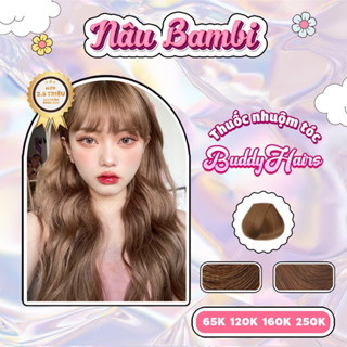 Thuốc nhuộm tóc màu NÂU VÀNG KHÓI, NÂU BAMBI thuốc nhuộm tóc không cần tẩy, kem nhuộm tóc tại nhà Buddyhairs tặng kèm d