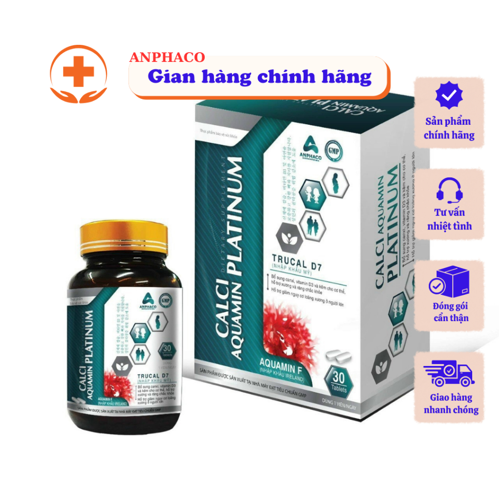 Canxi Hữu Cơ Giúp Bổ Sung Canxi Hữu Cơ, Vitamin D3 K2,  hộp cứng 30 viên