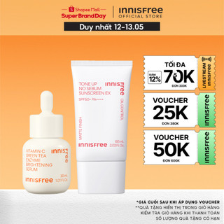 Bộ đôi serum sáng da và chống nắng nâng tông Vitamin C Green Tea Enzyme 30ml & Tone Up No Sebum EX SPF 50+ PA4+ 60 mL