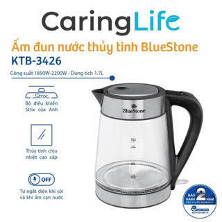Ấm siêu tốc thủy tinh Bluestone KTB-3426 1.7L Công suất 2150W Hàng chính hãng Bảo hành 24 tháng