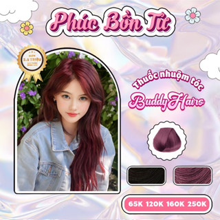 Thuốc nhuộm tóc màu PHÚC BỒN TỬ, ĐỎ ÁNH TÍM thuốc nhuộm tóc không cần tẩy, kem nhuộm tóc tại nhà Buddyhairs tặng kèm