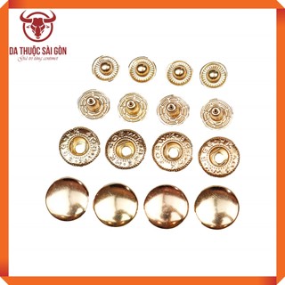 Cúc bấm kim loại 4 chi tiết, cúc áo bấm kích thước 10/12/15mm - Da Thuộc Sài Gòn