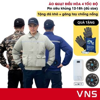 Áo Quạt Điêu Hoà VNS Pin 50000mAh (12-18h) Áo Chống Nắng Kaki Chống Tia UV Cao Cấp