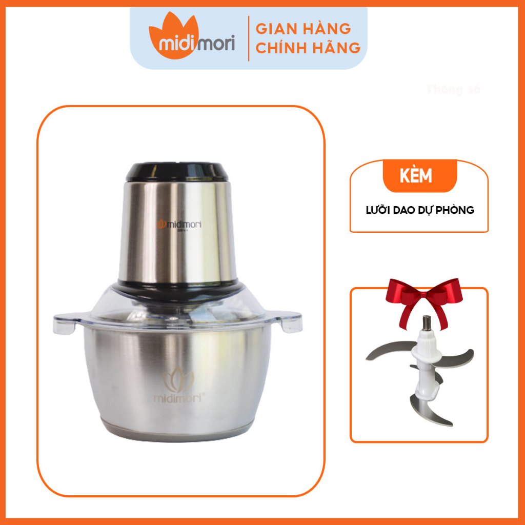 Combo Máy xay thịt đa năng Midimori Chopper 500W (GC-24338) và 1 bộ lưỡi dao dự phòng