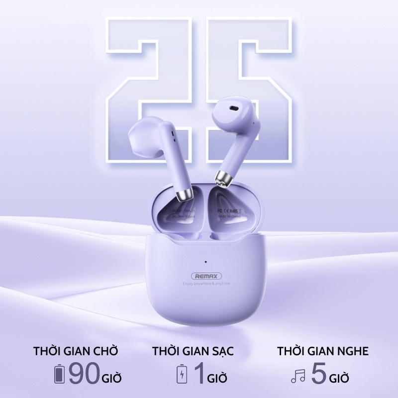 Tai Nghe Bluetooth TWS Remax TWS-19 Marshmallow Series V5.3 Pin 5H Cảm Ứng Chống Ồn Chân Sạc Type-C | BigBuy360 - bigbuy360.vn