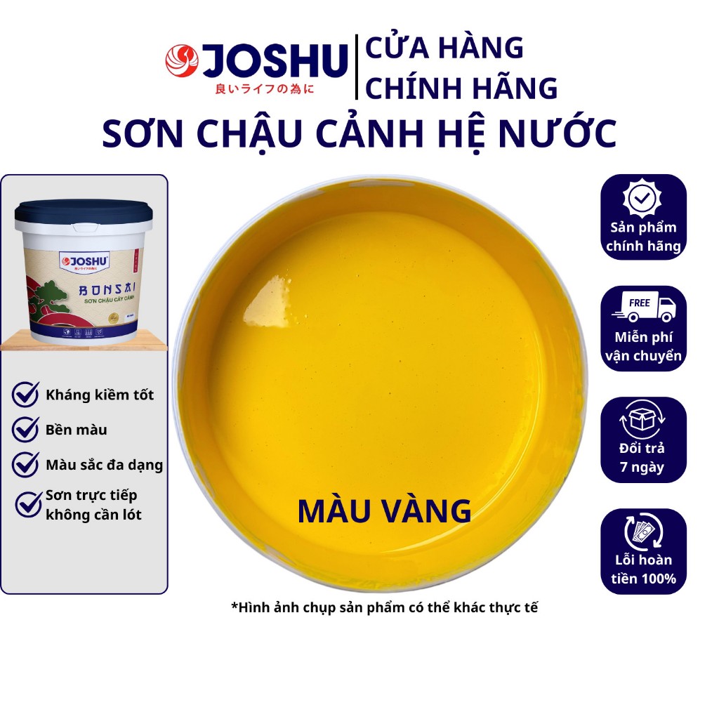 Sơn chậu cảnh JOSHU màu Vàng Chanh hộp 1 Lít có kháng kiềm, Sơn chậu kiểng