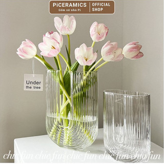 Bình thủy tinh trong suốt chữ U, cắm hoa trang trí nhà cửa, cao 18cm/23cm