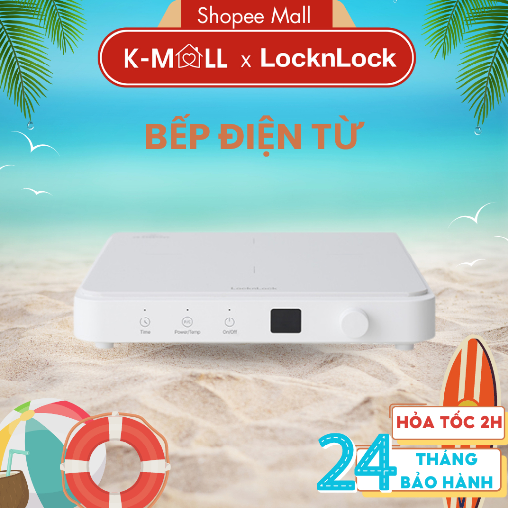 Bếp điện từ Lock&Lock EJI146WHT màu trắng , thiết kế siêu mỏng công suất mạnh đa chế độ nấu - K-MALL