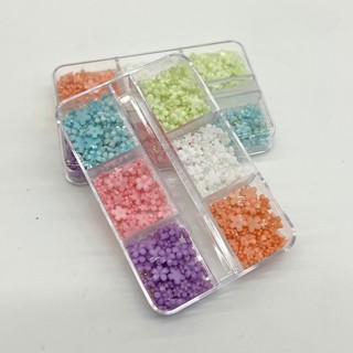 Charm hoa gắn móng Sét 6 màu mix size kèm bi vàng
