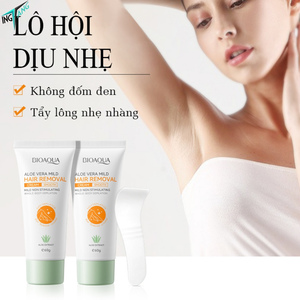 Kem tẩy lông dịu nhẹ cho da, không gây kích ứng, tẩy sạch lông chiết xuất lô hội dưỡng ẩm an toàn Hair Removal Bioaqua