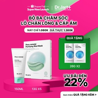 Bộ ba Chăm sóc Lỗ chân lông & Cấp ẩm Dr.Jart+ - Sữa rửa mặt | Mặt nạ cấp ẩm & thu nhỏ lỗ chân lông