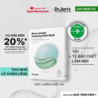 (Hộp 5 miếng) Mặt nạ bùn làm sạch lỗ chân lông cân bằng bã nhờn Dr.Jart+ Pore Remedy Purifying Mud Mask | Da nhạy cảm