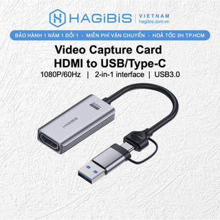 HAGIBIS Cáp ghi hình Type C/USB 3.0 Video Capture Card HDMI 1080P/60Hz