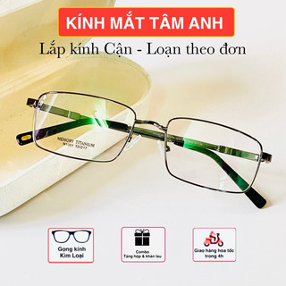 Gọng kính  cận, viễn titan siêu dẻo, siêu nhẹ tặng hộp và khăn lau kính