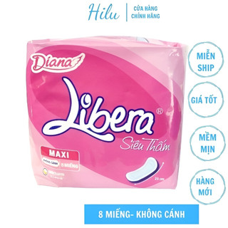 Gói Băng Vệ Sinh Diana Libera Siêu Thấm Maxi Không Cánh 8 Miếng