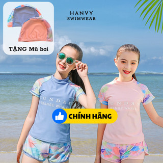 [Chính hãng, tặng Mũ bơi xịn] Bộ Đồ Bơi Bé Bái Lớn Hanvy Swimwear, có size đại, bộ bơi bé gái lớn, bikini bé gái SW03
