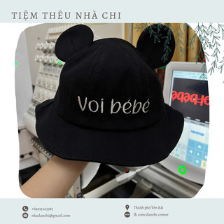 Mũ tai gấu thêu tên theo yêu cầu cho bé trai bé gái