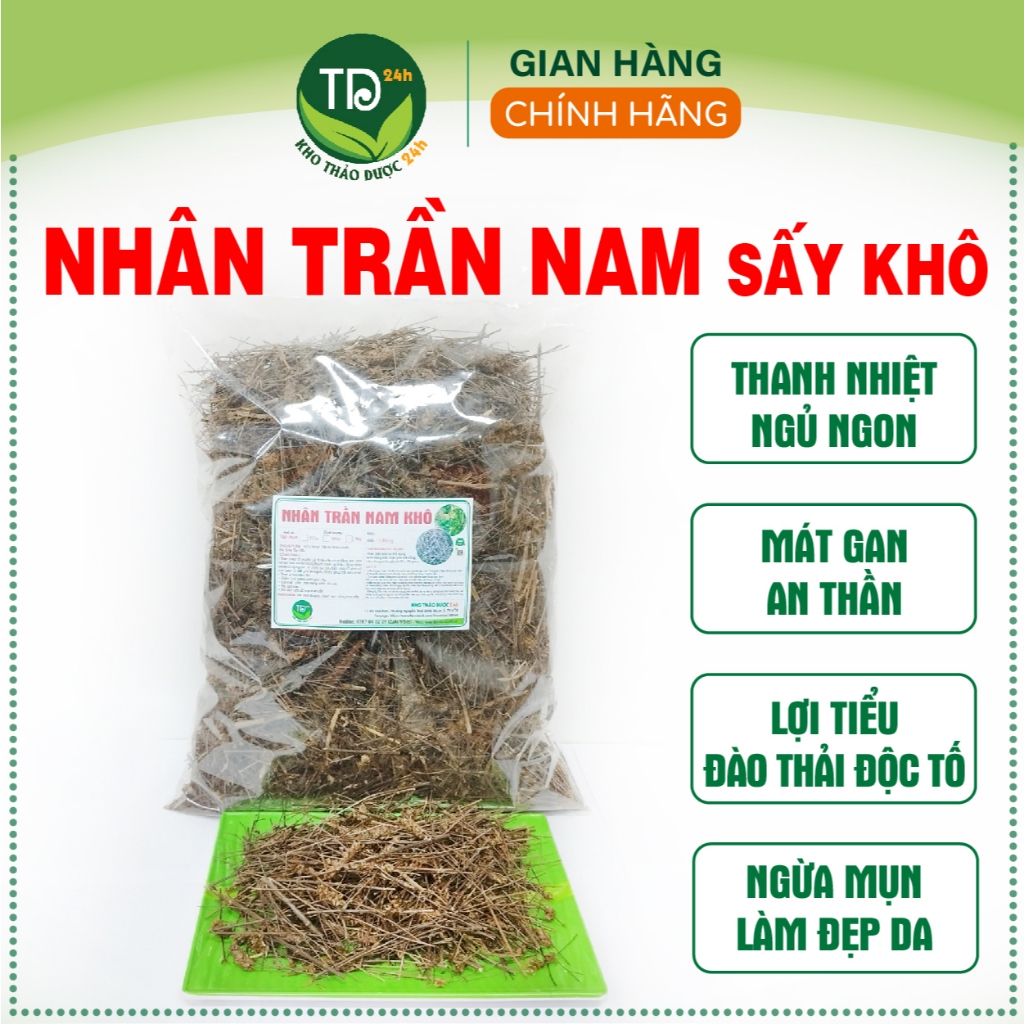 Nhân trần khô, hàng loại 1, thanh nhiệt, mát gan, an thần, lợi tiểu, ngừa mụn, làm đẹp da, ngủ ngon, đào thải độc tố