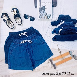 Quần Short jean Nữ Lưng Chun, Chất Kaki Đẹp Mềm Mịn, Co Giãn Nhẹ dây rút thời trang