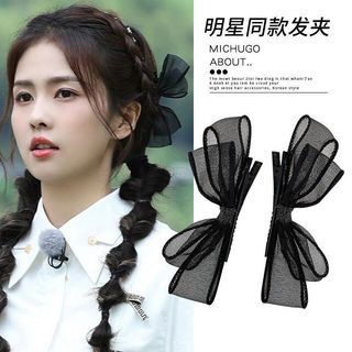 Kẹp tóc nơ lưới ba chiều phong cách Hàn Quốc