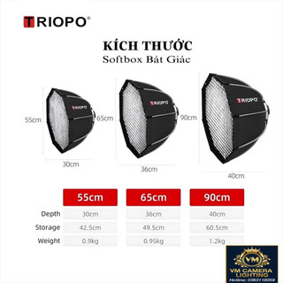 Sofbox bát giác thao tác nhanh k2 55cm ,65cm, 90cm