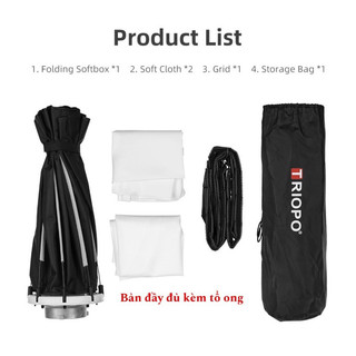 Softbox Bát Giác Triopo Thao Tác Nhanh K2 55cm ,65cm, 90cm ( Không bao gồm đèn )