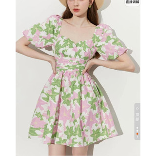 Váy hoa tay phồng D-Play size M newtag chính hãng (eo dưới 75cm)