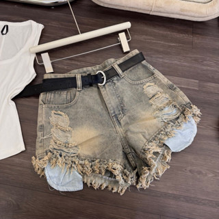  TIENSTYLE - Quần Short Jean Lộ Túi Rách Cào Lưng Cao Quần Đùi Nữ Rách Cào Lòi Túi 
