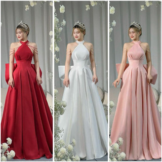 Đầm maxi cưới tripble t dress cổ yếm siêu xinh trễ vai - size s/m/l