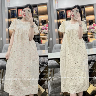 Váy thiết kế [ NH Clothing chuẩn ] cao cấp mềm mại đũi hoa nhí phối ren
