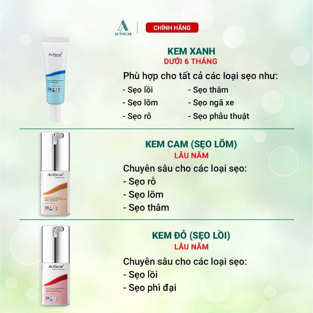 Kem Xóa Mờ Sẹo ACTISCAR-Hỗ Trợ Làm Mờ Sẹo Thâm, Sẹo Rỗ, Sẹo Lồi, Sẹo Lõm, Sẹo Bỏng Bô, Thủy Đậu 20g