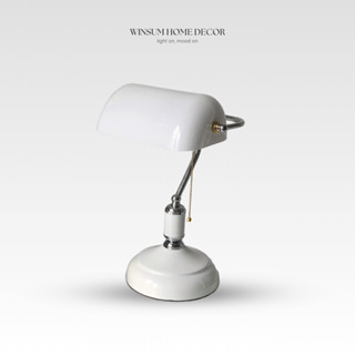 Đèn Banker Bắc Âu chao thủy tinh trắng, đề bàn làm việc, đèn ngủ WINSUM - DBB03