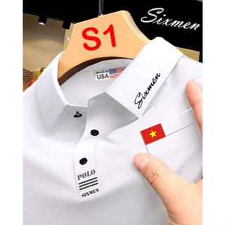Áo polo Việt Nam nam trung niên cho người lớn tuổi vải cotton sọc cao cấp ngắn tay sang trọng [HT9]