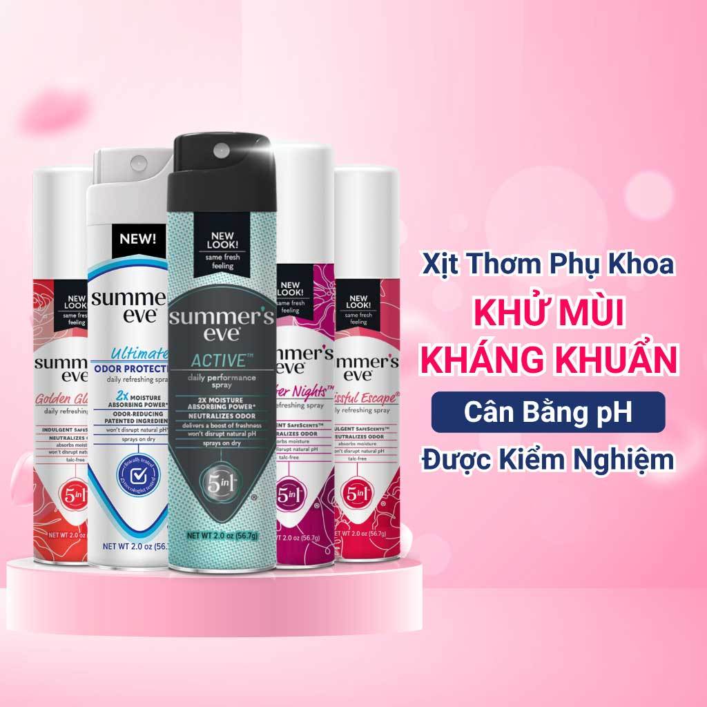 Xịt thơm vùng kín Summer's Eve, chăm sóc phụ khoa, vệ sinh, hút ẩm, khử mùi vùng kín phụ nữ 56.7g - Hàng nhập Mỹ