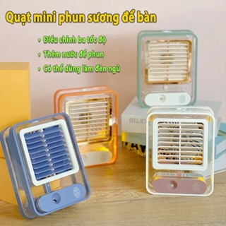 Quạt Hơi Nước Nano Để Bàn Trong Suốt Thiết  Kế Nhỏ Gọn Sạc Tích Điện Cảm Ứng Thế Hệ Mới ĐỦ MÀU
