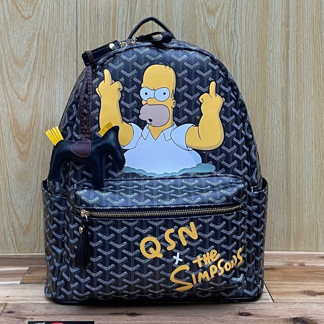 Balo QSN EDMOND MASION MONOGRAM Simpsons tặng móc khoá ngựa da cao cấp đi học size 40