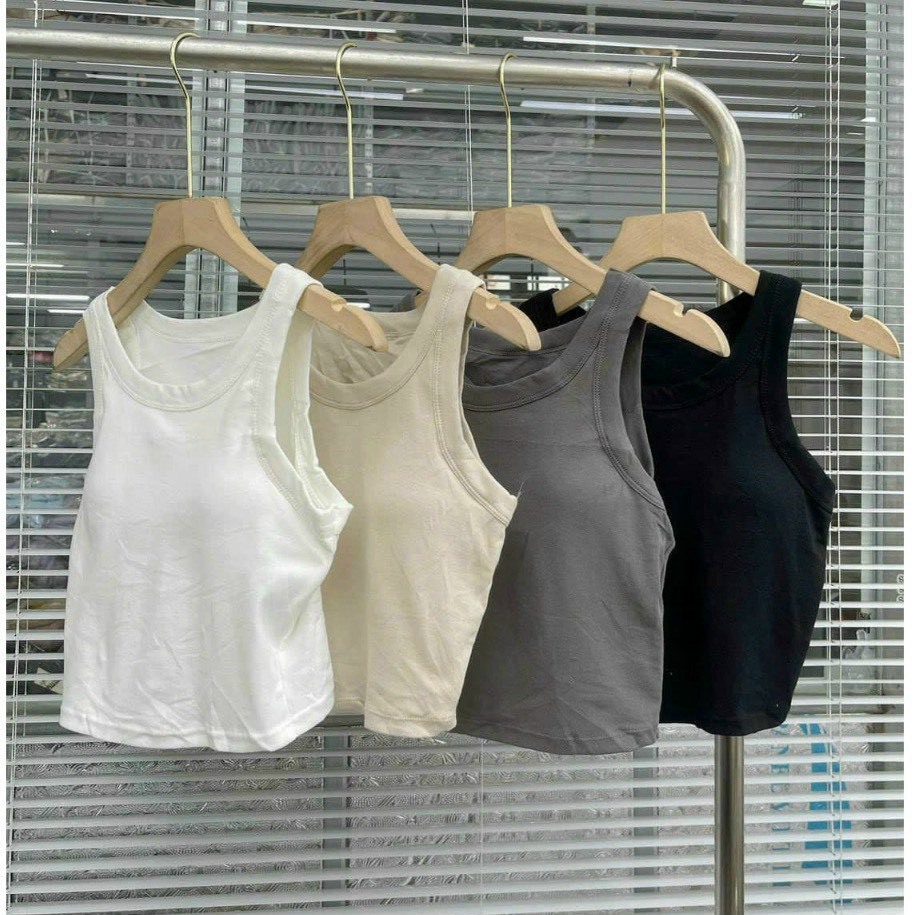 Áo Bra Croptop Ba Lỗ Nữ Sát Nách Cổ Tròn From Ôm Basic