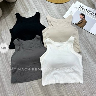 Áo Bra Croptop Ba Lỗ Nữ Sát Nách Cổ Tròn From Ôm Basic