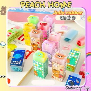 Gôm Tẩy Họa Tiết 3D Trong Suốt Cute Tẩy Siêu Sạch Ít Bụi Cục Gôm Chì Giá Rẻ Peach Home 1k