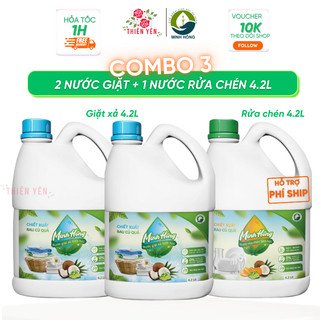{ Minh Hồng Combo 3 can 4,2L an toàn cho gia đình }  Nước giặt Rửa chén Lau sàn enzym sinh học