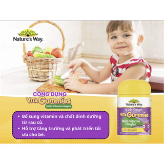 Kẹo dẻo Nature's Way VitaGummies Multi-Vitamin+Vegies 60 viên bổ sung vitamin và chất xơ cho bé Extaste