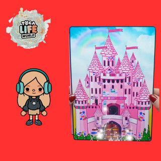 Đồ chơi giấy ngồi nhà búp bê bằng giấy tocaboca của bé Pink Castle Quiet Book thủ công DIY cho bé