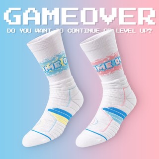 Tất bóng rổ cao cấp cổ cao nam nữ Game over gót đệm xù thể thao chống trơn trượt siêu đẹp phù hợp bóng chuyền bóng đá